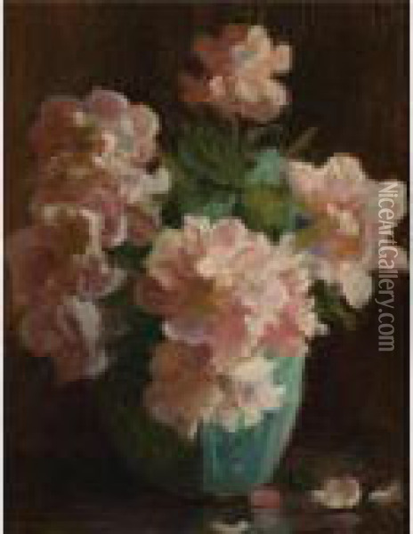 Pink Roses Oil Painting - Charles Curran