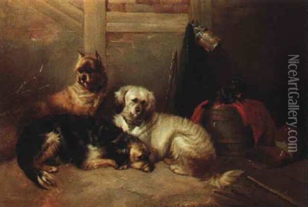 Recumbent Dogs Oil Painting - George Armfield