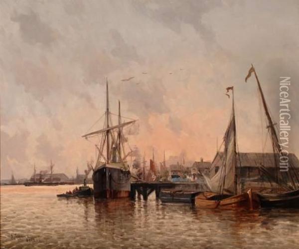 Le Port D'anvers Oil Painting - Emile Louis Vernier
