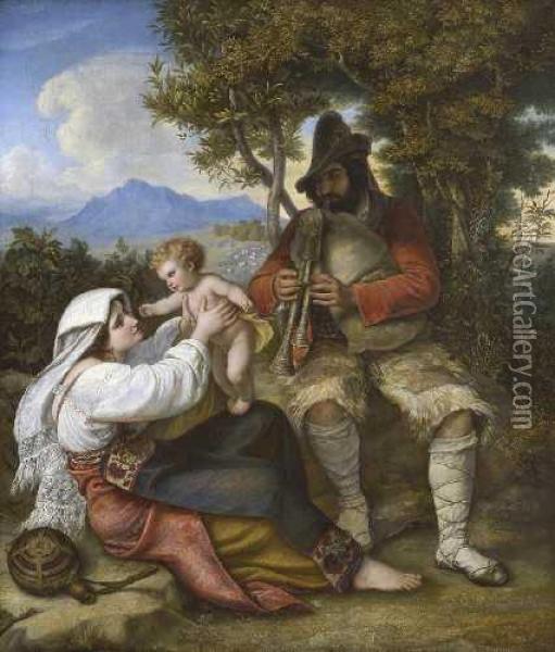 Italienische Hirtenfamilie Oil Painting - Louis Asher