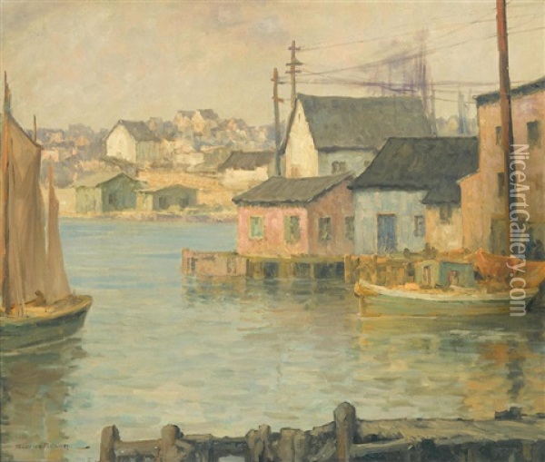 Water Front Buildings Oil Painting - Maurice Braun
