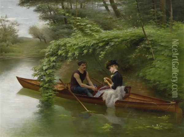 The Boating Party Oil Painting - Jules Scalbert