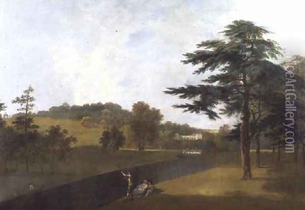 Wilton, Inigo Jones Stables, Temple Copse and Sir William Chambers Arch Oil Painting - Richard Wilson