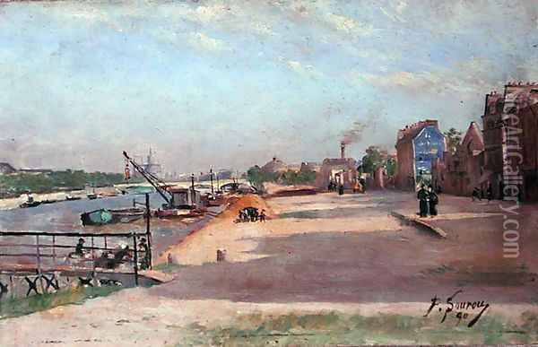 Quai de la Rapee, Paris, 1890 Oil Painting - Paul Sourou