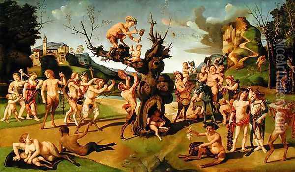 The Discovery of Honey by Bacchus, c.1499 Oil Painting - Cosimo Piero di