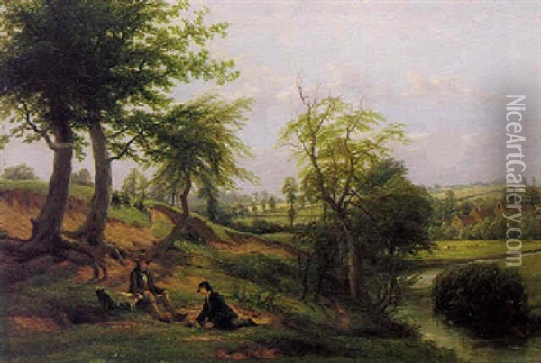 The Leam, Near Weston Mill Oil Painting - Thomas Baker