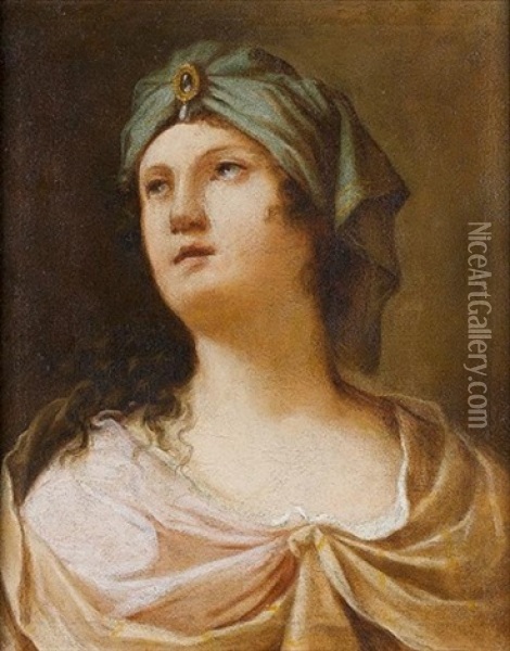 The Head Of A Sibyl Oil Painting - Girolamo (il Boccia) Negri