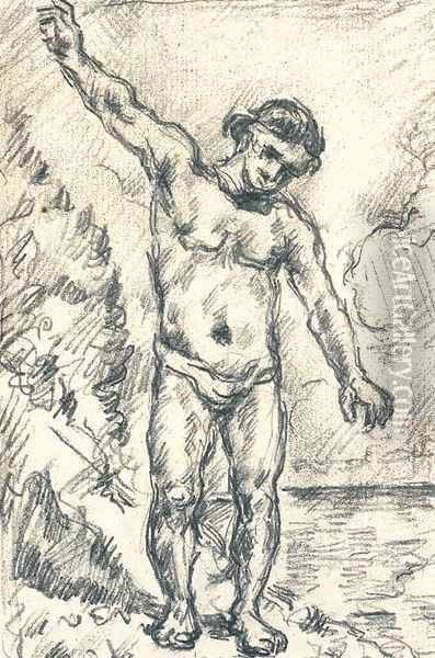 Baigneur aux bras ecartes Oil Painting - Paul Cezanne
