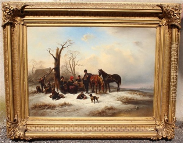 La Halte De La Famille Oil Painting - Wilhelm Alexander Meyerheim