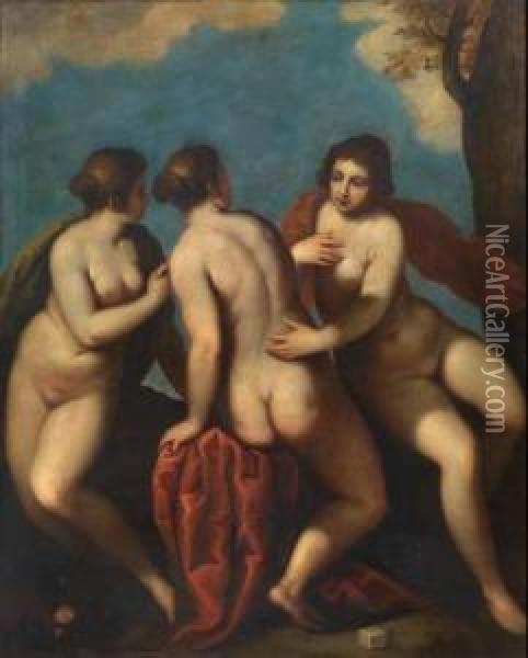 Le Tre Grazie Oil Painting - Jacopo Negretti