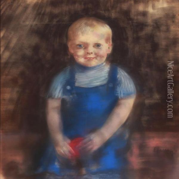 Portrait Of A Boy Oil Painting - Edvard Anders Saltoft