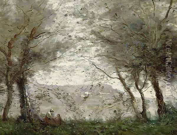 The Pond at Ville-d'Avray through the Trees, 1871 Oil Painting - Jean-Baptiste-Camille Corot