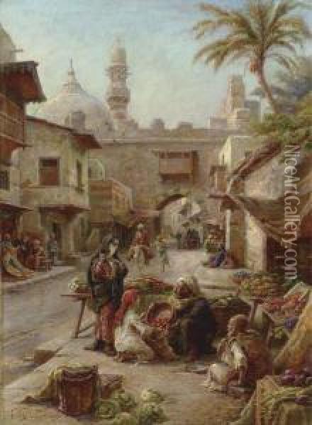 In The Souk Oil Painting - Paul Dominique Philippoteaux