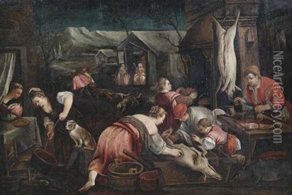 Allegorie Des Winters Oil Painting - Jacopo dal Ponte Bassano