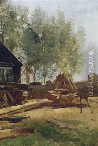 Farmstead Oil Painting - Thomas Herbst