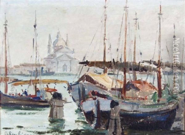 Barche In Laguna Oil Painting - Giovanni Giuliani