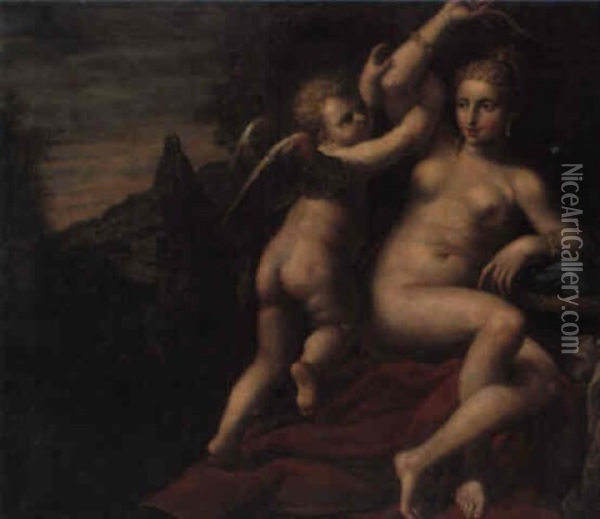 Venus Afv+bner Amor Oil Painting - Pietro (Libertino) Liberi