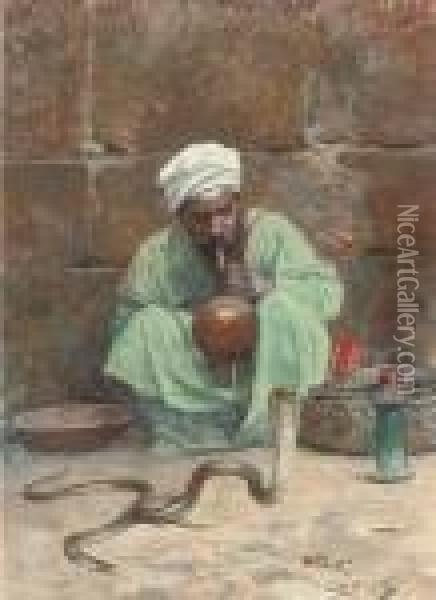 The Snake Charmer Oil Painting - Charles Wilda