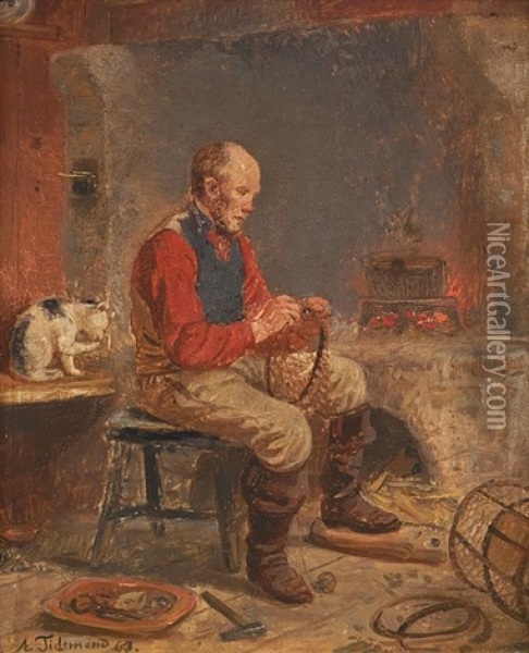Fiskeren Boter Teine Oil Painting - Adolph Tidemand