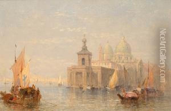 'canale Grande With Maria Della Salute'. Oil Painting - John Comley Vivian