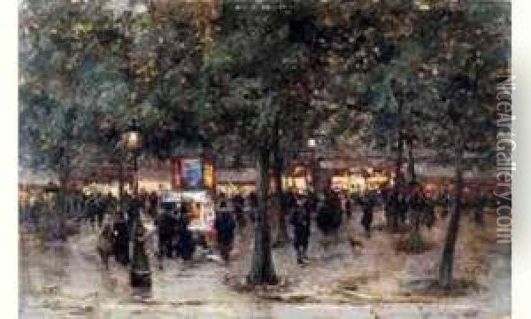 Avenue Des Ternes - Paris. Oil Painting - Charles Alexandre Bertier