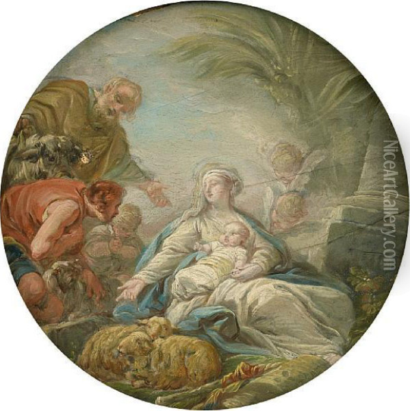 The Annunciation To The Shepherds Oil Painting - Jean-baptiste Deshays
