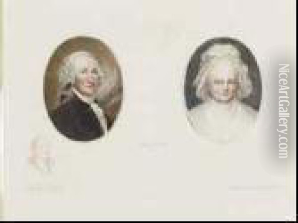 Portraits Of George And Martha Washington Oil Painting - Albert Rosenthal