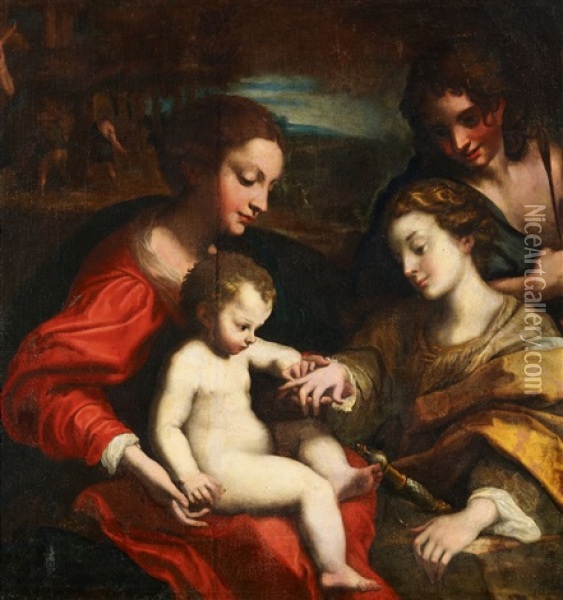 Die Mystische Vermahlung Der Heiligen Katharina. Nach Dem Gemalde Correggios Im Pariser Louvre Oil Painting -  Correggio