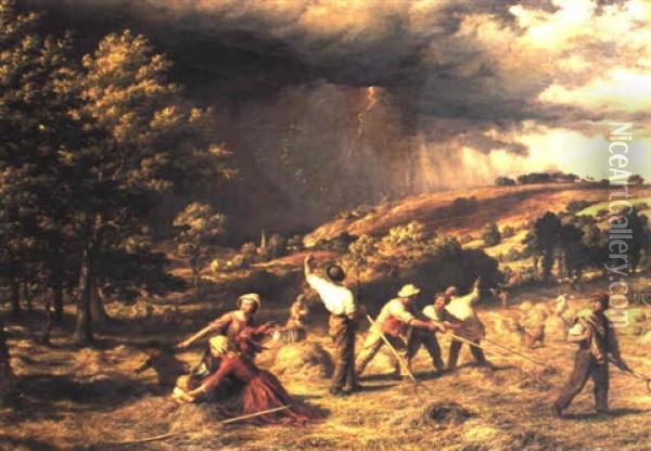 A Thunder Shower Oil Painting - James Thomas Linnell