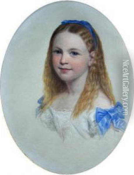 Portrait Of Miss Harriet Sidley Oil Painting - Samuel Sidley
