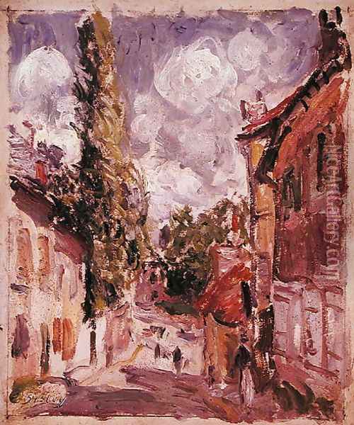 Road in a Village Oil Painting - Alfred Sisley