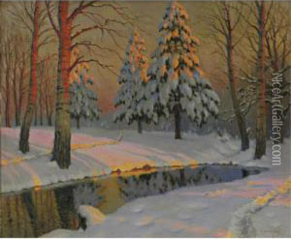 Winter Shadows Oil Painting - Michail Markianovic Germasev