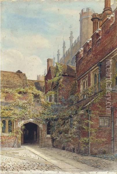 The Cloisters Of An Oxford College Oil Painting - William Cheesman