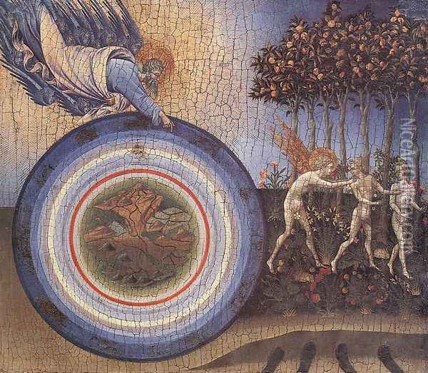 The Creation and the Expulsion from the Paradise c. 1445 Oil Painting - Giovanni di Paolo
