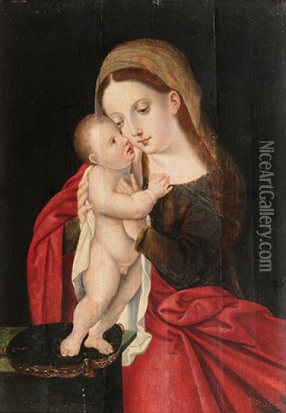 Maria Mit Kind Oil Painting - Bernaert (Barend) van Orley