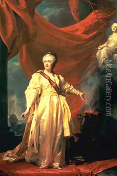 Portrait of Catherine the Great as Lawgiver in the Temple of the Goddess of Justice Oil Painting - Dmitry Levitsky