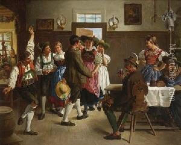 Tanzvergnugen In Der
 Stube. Oil Painting - Ernst Hausmann