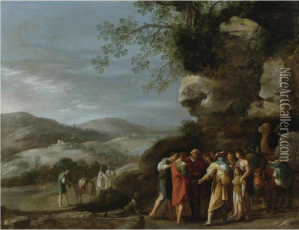 Joseph Sold Into Slavery Oil Painting - Cornelis Van Poelenburch