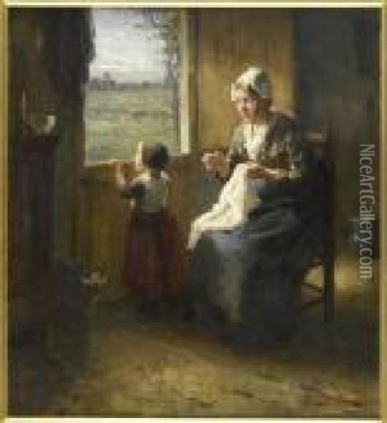 By The Open Window Oil Painting - Bernard Johann De Hoog