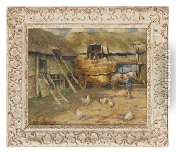 Hitching The Haycart Oil Painting - William Kennedy