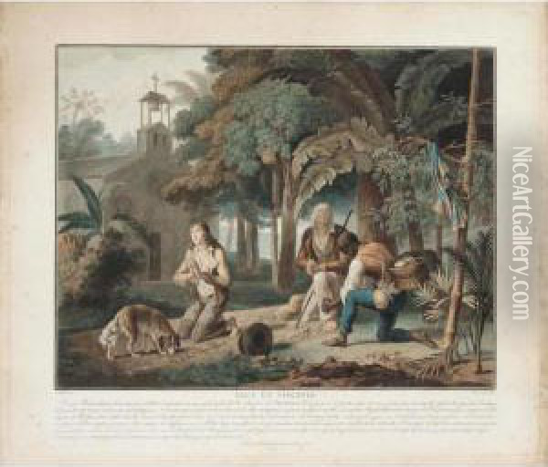 Paul Et Virginie (portalis-beraldi 8) Oil Painting - Charles-Melchior Descourtis