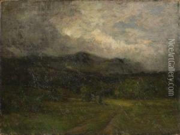 Cloud Shadows 
On The Reverse Oil Painting - Roswell Morse Shurtleff