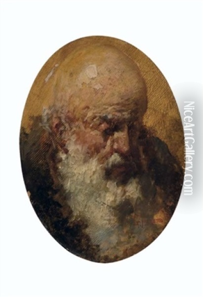 Ritratto Del Padre Oil Painting - Giacomo Favretto