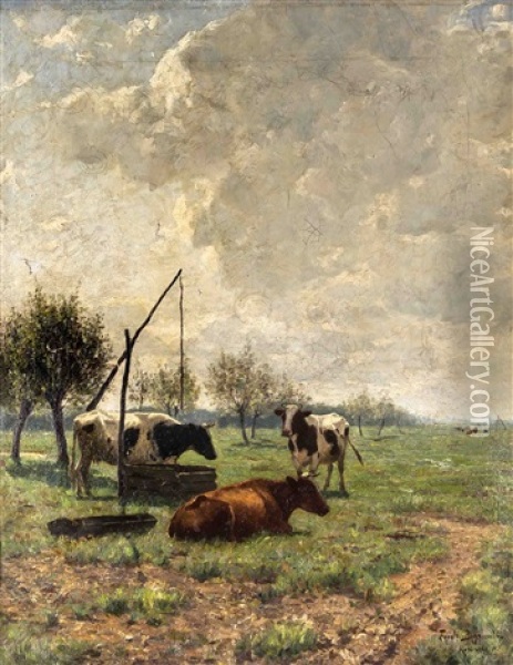 Kuhe Auf Der Weide Oil Painting - Friedrich Behrendt