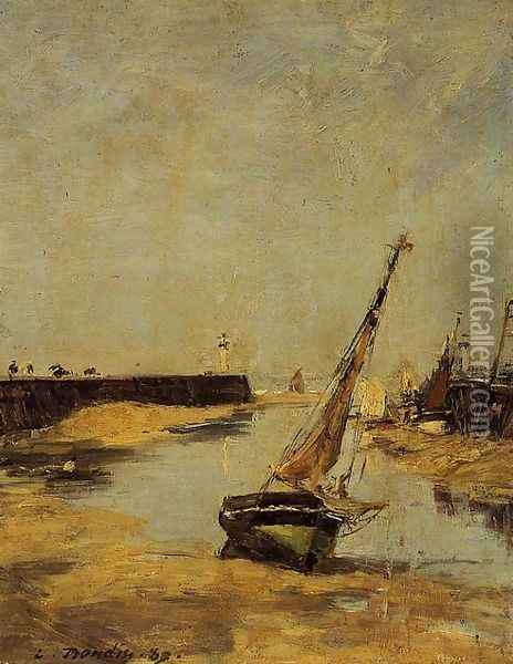 Trouville, the Jettys, Low Tide I Oil Painting - Eugene Boudin