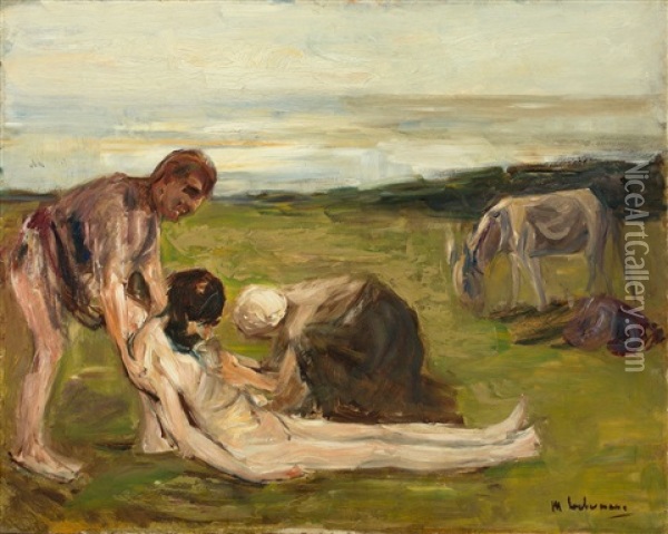 Der Barmherzige Samariter - Studie Oil Painting - Max Liebermann