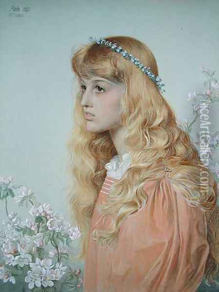 Portrait of Miss Adele Donaldson, 1897 Oil Painting - Anthony Frederick Sandys