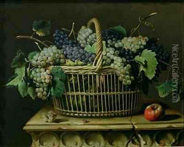 A Basket of Grapes Oil Painting - Pierre Dupuis