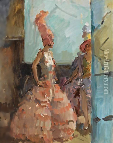 Revue Girls In The Scala Theatre, The Hague Oil Painting - Isaac Israels