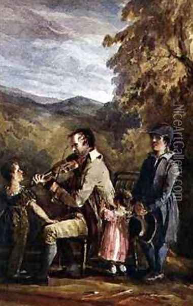 The Blind Fiddler at Brathay Oil Painting - John Harden